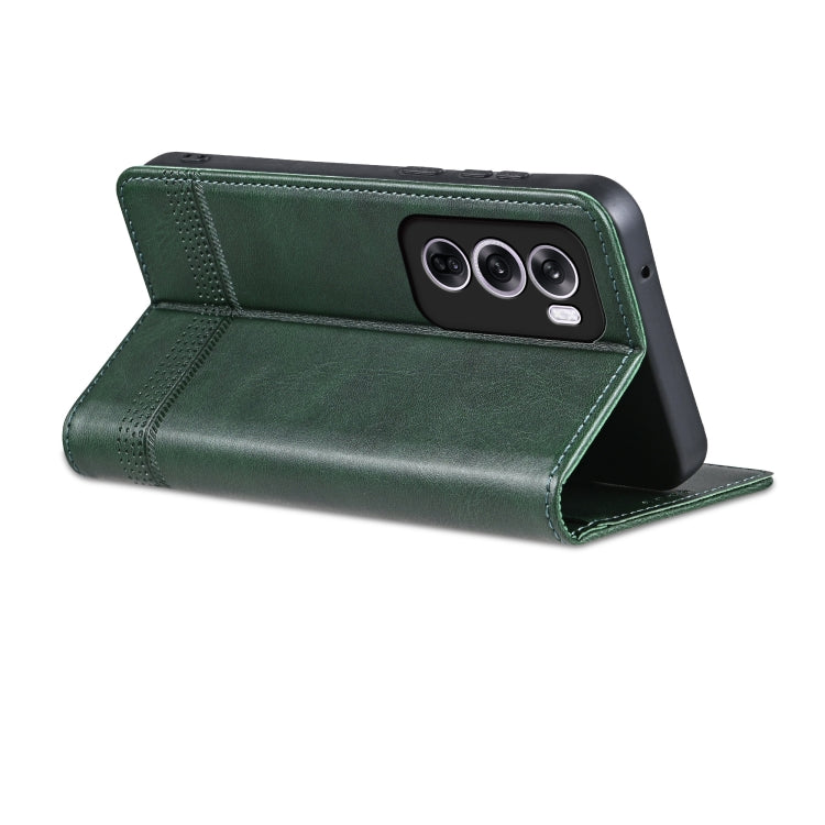 For OPPO Reno12 Pro Global AZNS Magnetic Calf Texture Flip Leather Phone Case(Dark Green) - Reno12 Pro Cases by AZNS | Online Shopping UK | buy2fix