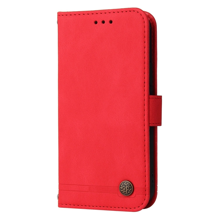 For OnePlus 12 Skin Feel Life Tree Metal Button Leather Phone Case(Red) - OnePlus Cases by buy2fix | Online Shopping UK | buy2fix