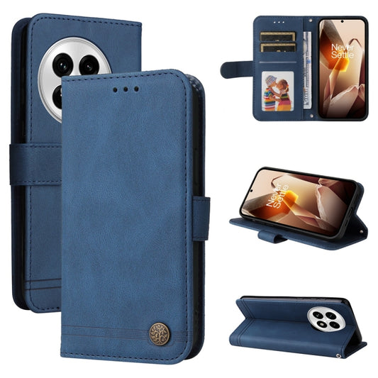 For OnePlus 13 Skin Feel Life Tree Metal Button Leather Phone Case(Blue) - OnePlus Cases by buy2fix | Online Shopping UK | buy2fix