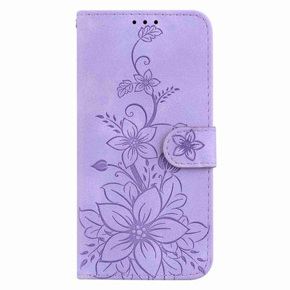 For OnePlus 11 Lily Embossed Leather Phone Case(Purple) - OnePlus Cases by buy2fix | Online Shopping UK | buy2fix