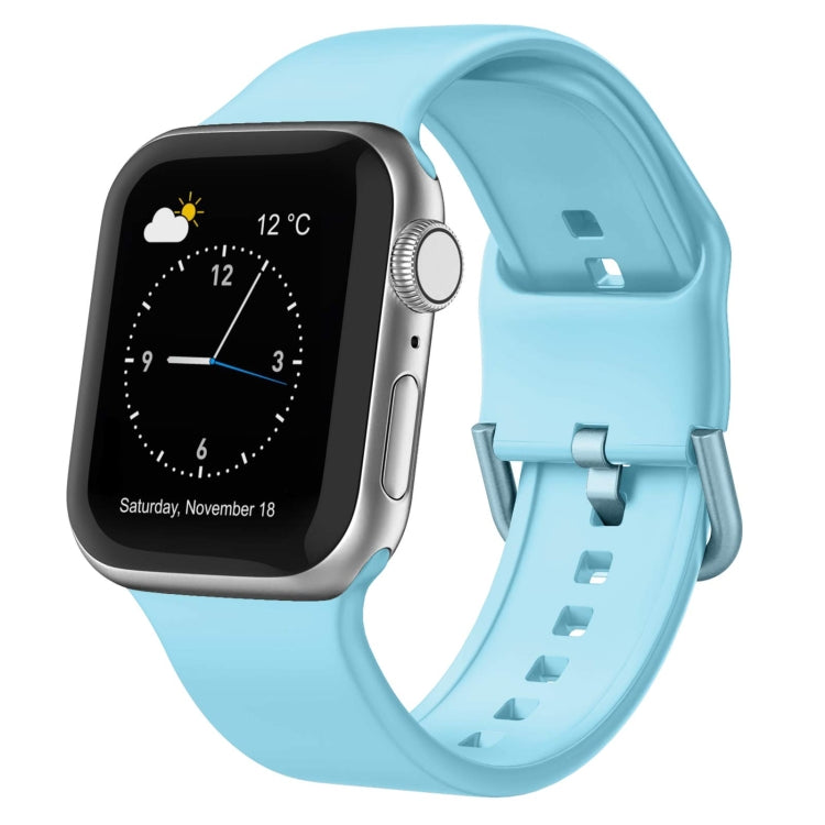 For Apple Watch SE 2022 44mm Pin Buckle Silicone Watch Band(Light Blue) - Watch Bands by buy2fix | Online Shopping UK | buy2fix