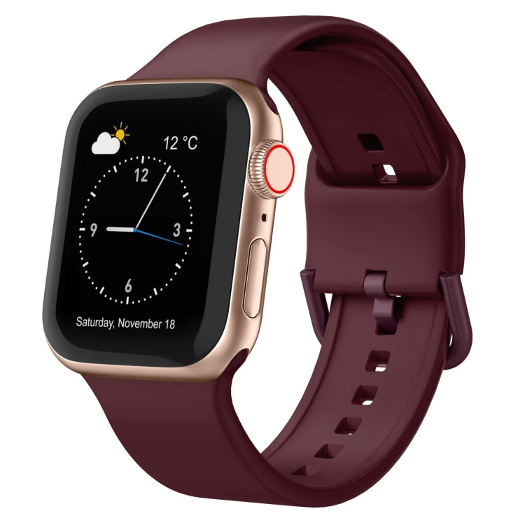 For Apple Watch SE 44mm Pin Buckle Silicone Watch Band(Wine Red) - Watch Bands by buy2fix | Online Shopping UK | buy2fix