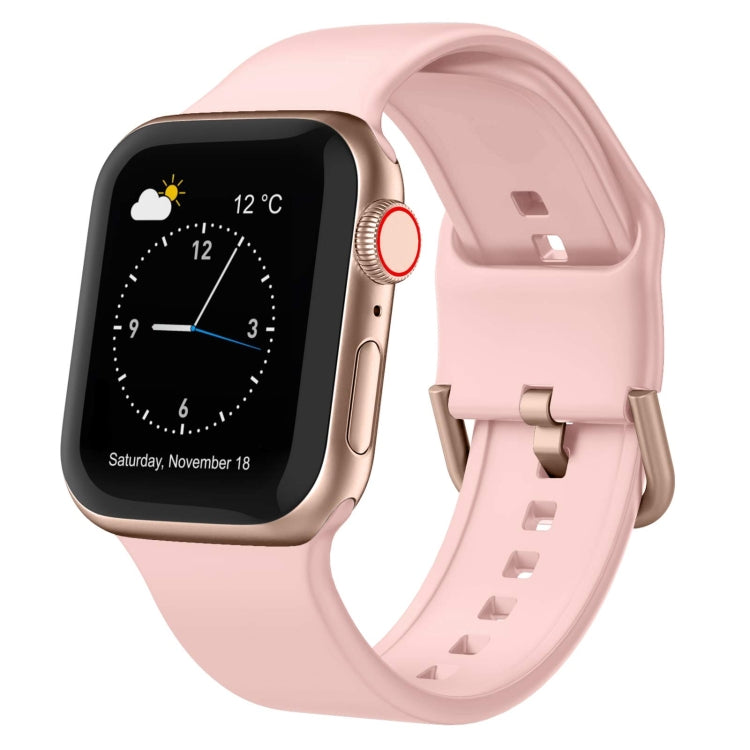 For Apple Watch 5 44mm Pin Buckle Silicone Watch Band(Pink) - Watch Bands by buy2fix | Online Shopping UK | buy2fix