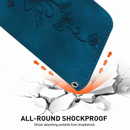 For Motorola Edge 2024 Lily Embossed Leather Phone Case(Dark Blue) - Motorola Cases by buy2fix | Online Shopping UK | buy2fix