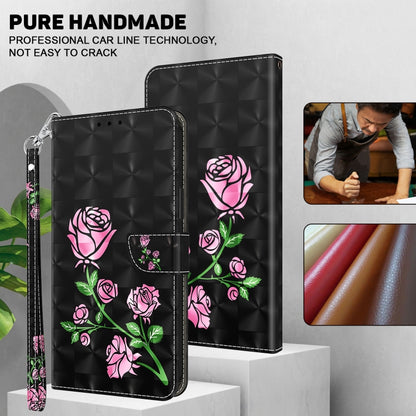 For iPhone 16 Pro Max 3D Painted Leather Phone Case(Rose) - iPhone 16 Pro Max Cases by buy2fix | Online Shopping UK | buy2fix