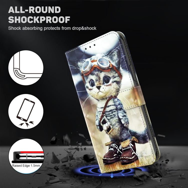 For Samsung Galaxy A25 5G 3D Painted Leather Phone Case(Naughty Cat) - Galaxy Phone Cases by buy2fix | Online Shopping UK | buy2fix