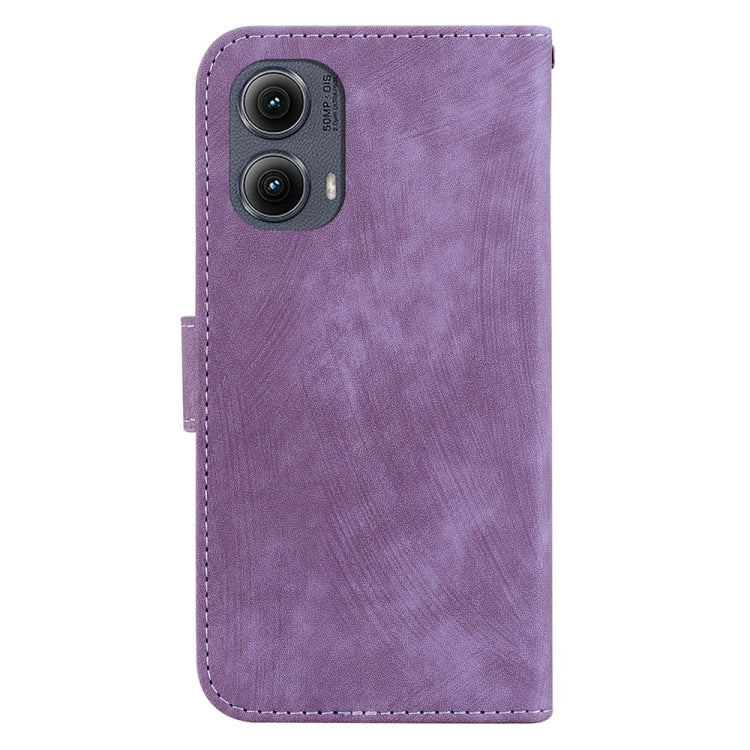 For Motorola Edge 2024 Little Tiger Embossed Leather Phone Case(Purple) - Motorola Cases by buy2fix | Online Shopping UK | buy2fix