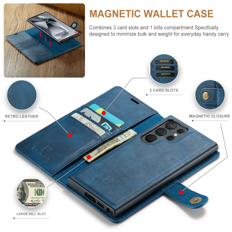 For Samsung Galaxy S24 Ultra 5G DG.MING Crazy Horse Texture Detachable Magnetic Leather Case(Blue) - Galaxy S24 Ultra 5G Cases by DG.MING | Online Shopping UK | buy2fix