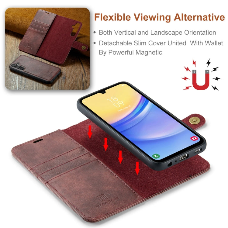 For Samsung Galaxy A15 5G / A15 4G DG.MING Crazy Horse Texture Detachable Magnetic Leather Case(Red) - Galaxy Phone Cases by DG.MING | Online Shopping UK | buy2fix