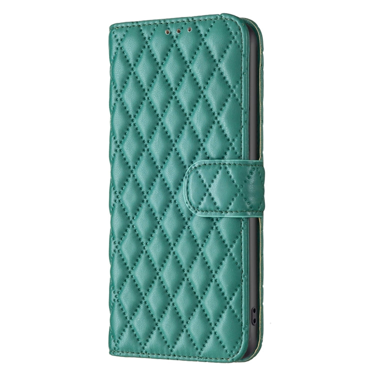 For Motorola Moto G34 5G Diamond Lattice Wallet Flip Leather Phone Case(Green) - Motorola Cases by buy2fix | Online Shopping UK | buy2fix