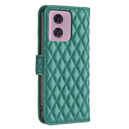 For Motorola Moto G34 5G Diamond Lattice Wallet Flip Leather Phone Case(Green) - Motorola Cases by buy2fix | Online Shopping UK | buy2fix