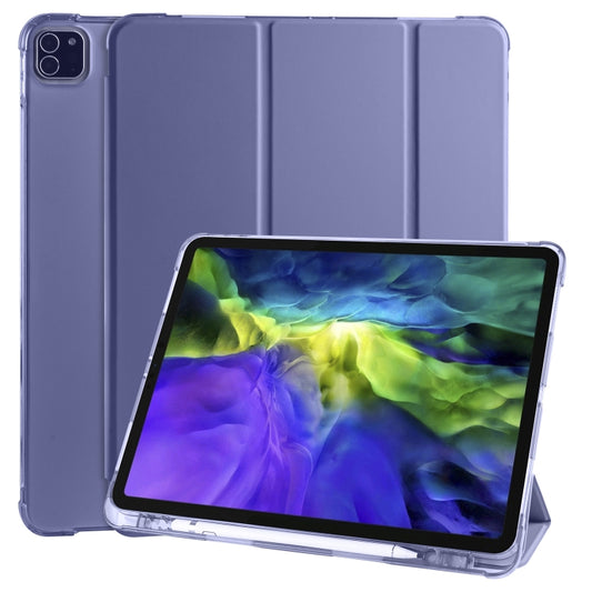 For iPad Air 13 2024 / iPad Pro 12.9 (2020) / iPad Pro 12.9(2018) 3-folding Horizontal Flip PU Leather + Shockproof TPU Tablet Case with Holder & Pen Slot(Lavender Purple) - iPad Pro 12.9 (2020) Cases by buy2fix | Online Shopping UK | buy2fix