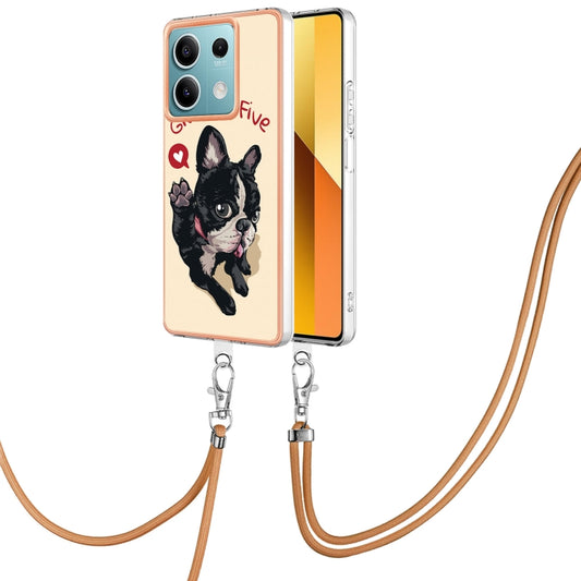 For Xiaomi Redmi Note 13 5G Global Electroplating Dual-side IMD Phone Case with Lanyard(Lucky Dog) - Note 13 Cases by buy2fix | Online Shopping UK | buy2fix