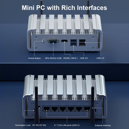 HYSTOU PO9B-J4125-6L Embedded Intel Celeron J4125 Processor Six Network Ports Mini Host, Specification:24GB+512GB+1TB - Windows Mini PCs by HYSTOU | Online Shopping UK | buy2fix