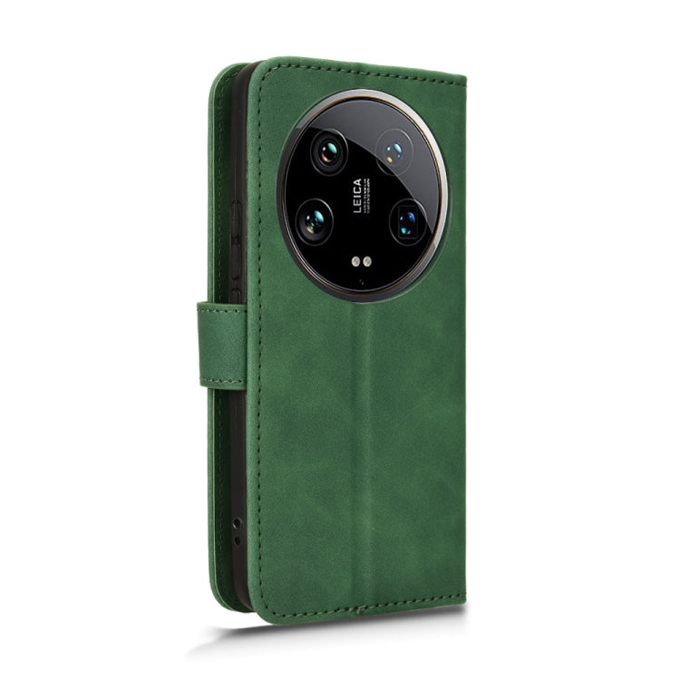 For Xiaomi 14 Ultra Skin Feel Magnetic Flip Leather Phone Case(Green) - 14 Ultra Cases by buy2fix | Online Shopping UK | buy2fix