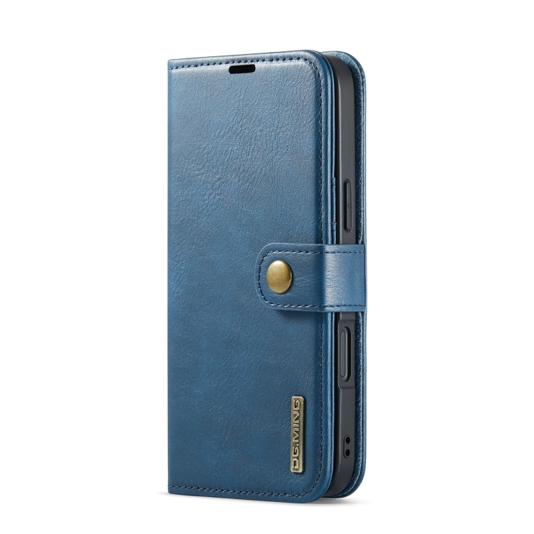 For iPhone 16 DG.MING Crazy Horse Texture Detachable Magnetic Leather Phone Case(Blue) - iPhone 16 Cases by DG.MING | Online Shopping UK | buy2fix