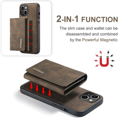 For iPhone 15 DG.MING M1 Series 3-Fold Multi Card Wallet Leather Phone Case(Coffee) - iPhone 15 Cases by DG.MING | Online Shopping UK | buy2fix