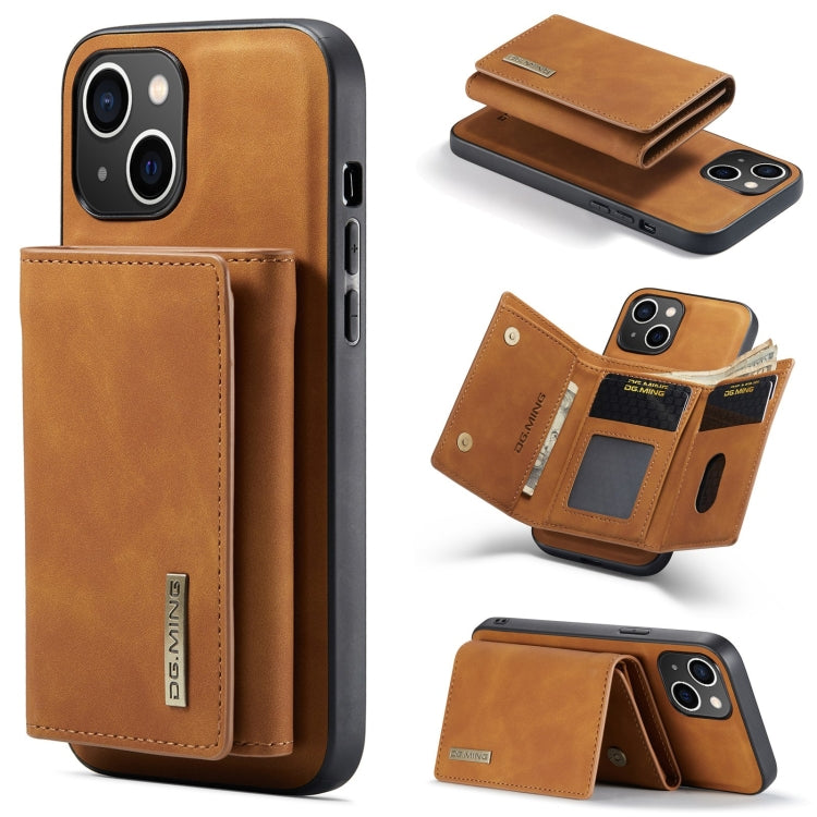 For iPhone 15 Plus DG.MING M1 Series 3-Fold Multi Card Wallet Leather Phone Case(Brown) - iPhone 15 Plus Cases by DG.MING | Online Shopping UK | buy2fix