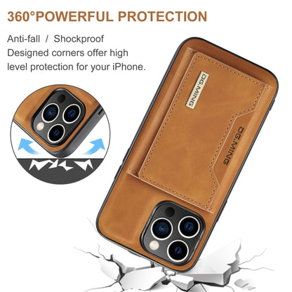 For iPhone 15 Pro DG.MING M2 Series 3-Fold Card Bag Wallet Leather Phone Case(Brown) - iPhone 15 Pro Cases by DG.MING | Online Shopping UK | buy2fix