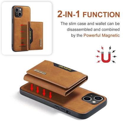 For iPhone 15 Plus DG.MING M2 Series 3-Fold Card Bag Wallet Leather Phone Case(Brown) - iPhone 15 Plus Cases by DG.MING | Online Shopping UK | buy2fix