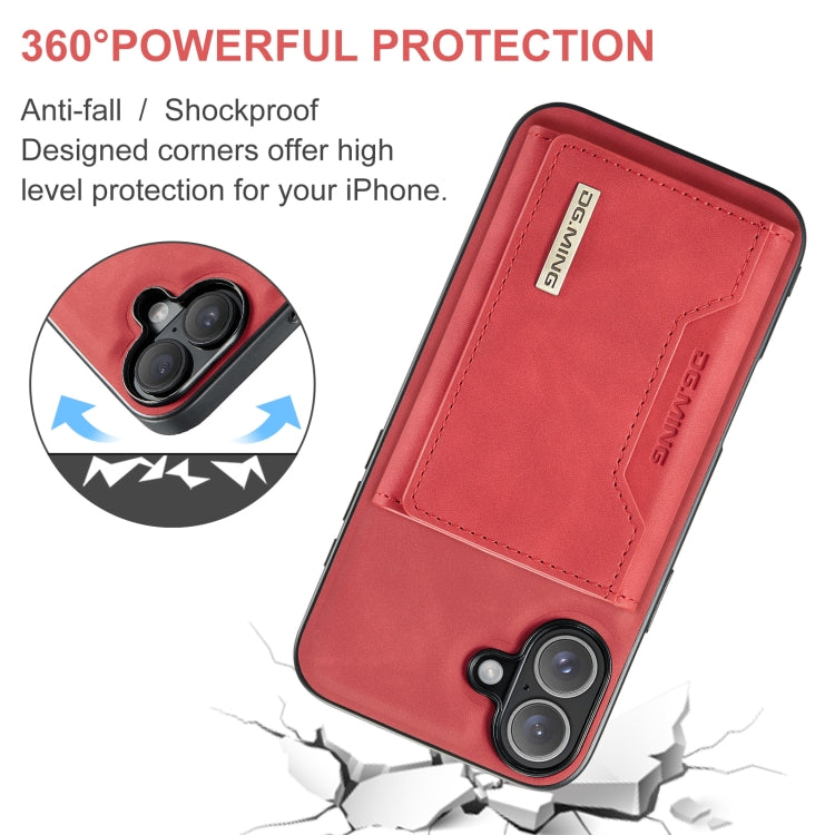 For iPhone 16 Plus DG.MING M2 Series 3-Fold Card Bag Wallet Leather Phone Case(Red) - iPhone 16 Plus Cases by DG.MING | Online Shopping UK | buy2fix