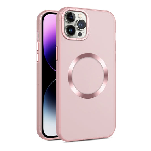 For iPhone 12 Pro Max CD Texture MagSafe Frosted Translucent Phone Case(Pink) - iPhone 12 Pro Max Cases by buy2fix | Online Shopping UK | buy2fix