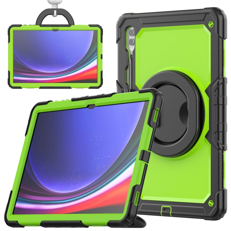 For Samsung Galaxy Tab S10 Ultra D Type Silicone Hybrid PC Tablet Case with Handle Holder(Yellow Green PC) - Galaxy Tab S9 Ultra Cases by buy2fix | Online Shopping UK | buy2fix