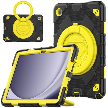 For Samsung Galaxy Tab A9+ Spider Rotation Handle Silicone Hybrid PC Tablet Case(Black Yellow) - Galaxy Tab A9+ by buy2fix | Online Shopping UK | buy2fix