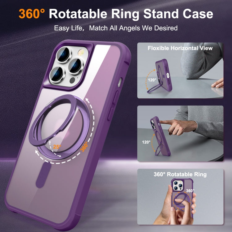 For iPhone 13 Pro MagSafe Magnetic Rotating Holder Phone Case(Purple) - iPhone 13 Pro Cases by buy2fix | Online Shopping UK | buy2fix