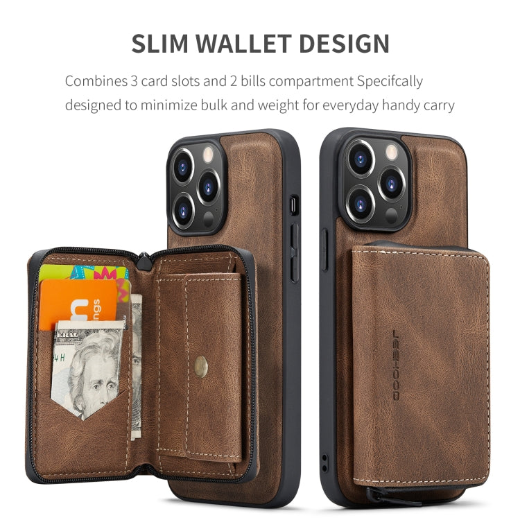 For iPhone 15 Pro Max JEEHOOD Magnetic Zipper Wallet Leather Phone Case(Brown) - iPhone 15 Pro Max Cases by JEEHOOD | Online Shopping UK | buy2fix