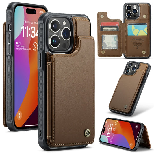 For iPhone 15 Pro Max CaseMe C22 Card Slots Holder RFID Anti-theft Phone Case(Brown) - iPhone 15 Pro Max Cases by CaseMe | Online Shopping UK | buy2fix