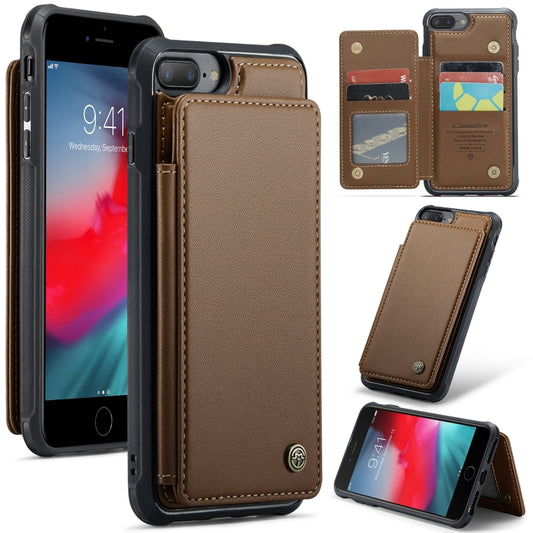 For iPhone 8 Plus / 7 Plus CaseMe C22 Card Slots Holder RFID Anti-theft Phone Case(Brown) - More iPhone Cases by CaseMe | Online Shopping UK | buy2fix