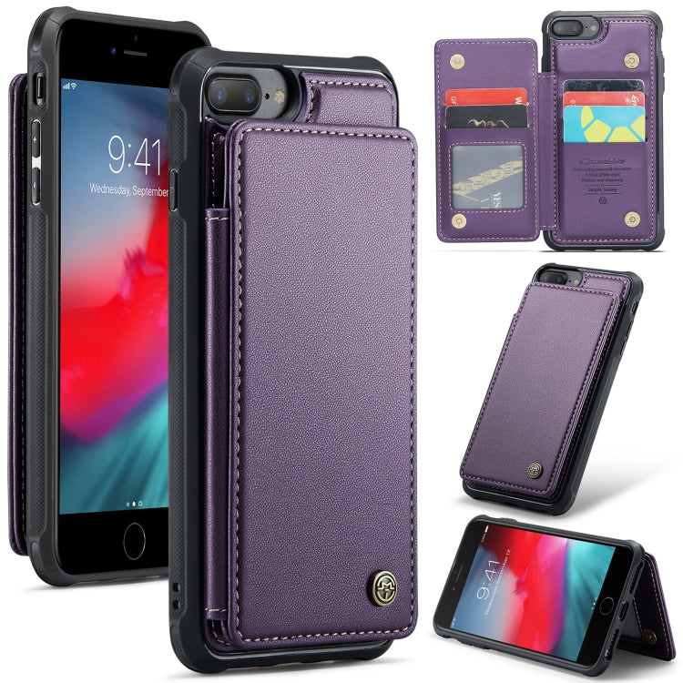 For iPhone 8 Plus / 7 Plus CaseMe C22 Card Slots Holder RFID Anti-theft Phone Case(Purple) - More iPhone Cases by CaseMe | Online Shopping UK | buy2fix