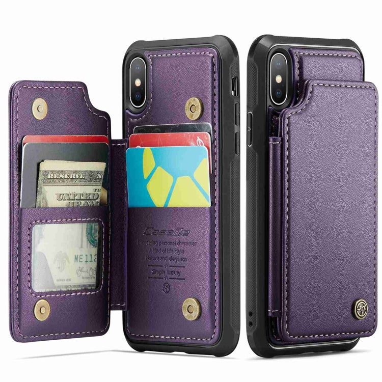 For iPhone XS Max CaseMe C22 Card Slots Holder RFID Anti-theft Phone Case(Purple) - More iPhone Cases by CaseMe | Online Shopping UK | buy2fix