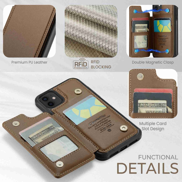 For iPhone 12 / 12 Pro CaseMe C22 Card Slots Holder RFID Anti-theft Phone Case(Brown) - iPhone 12 / 12 Pro Cases by CaseMe | Online Shopping UK | buy2fix