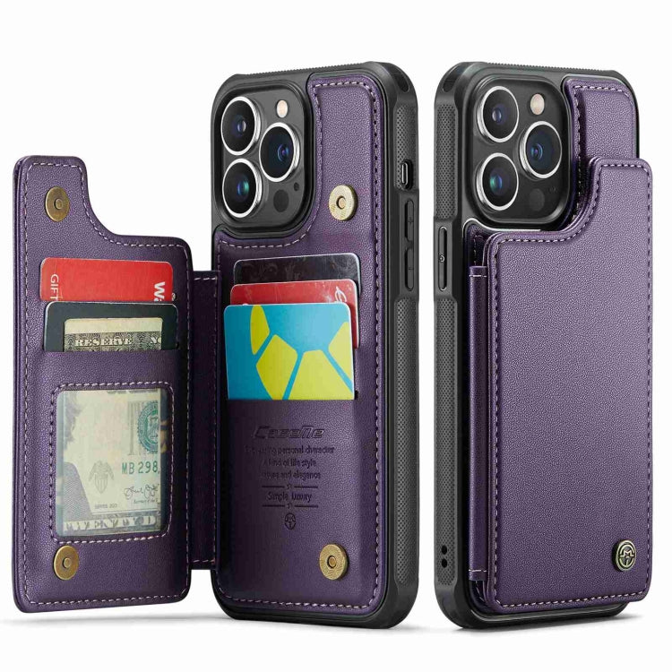 For iPhone 13 Pro Max CaseMe C22 Card Slots Holder RFID Anti-theft Phone Case(Purple) - iPhone 13 Pro Max Cases by CaseMe | Online Shopping UK | buy2fix