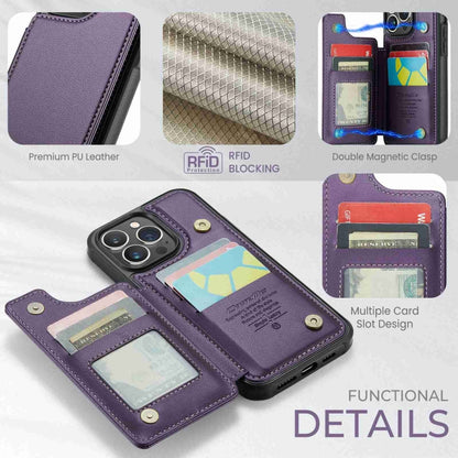 For iPhone 13 Pro Max CaseMe C22 Card Slots Holder RFID Anti-theft Phone Case(Purple) - iPhone 13 Pro Max Cases by CaseMe | Online Shopping UK | buy2fix