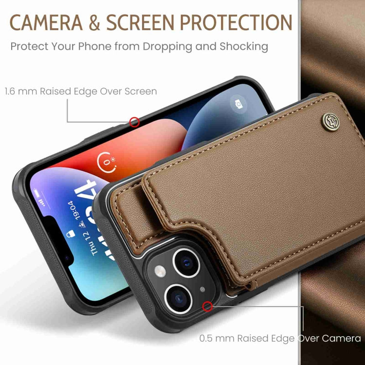 For iPhone 14 Plus CaseMe C22 Card Slots Holder RFID Anti-theft Phone Case(Brown) - iPhone 14 Plus Cases by CaseMe | Online Shopping UK | buy2fix