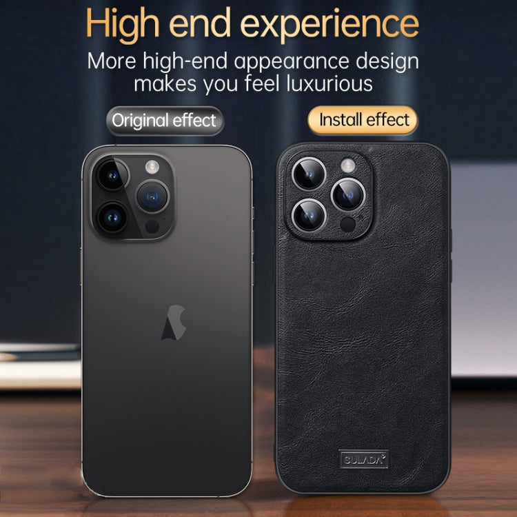 For iPhone 16 Pro Max SULADA Shockproof TPU Hybrid Handmade Leather Phone Case(Black) - iPhone 16 Pro Max Cases by SULADA | Online Shopping UK | buy2fix