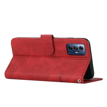 For Motorola Moto G Play 5G 2024 Stitching Calf Texture Buckle Leather Phone Case(Red) - Motorola Cases by buy2fix | Online Shopping UK | buy2fix