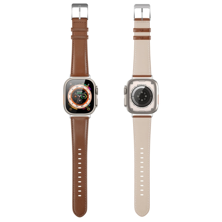 For Apple Watch 8 45mm  DUX DUCIS YS Series Genuine Leather Watch Band(Brown) - Watch Bands by DUX DUCIS | Online Shopping UK | buy2fix