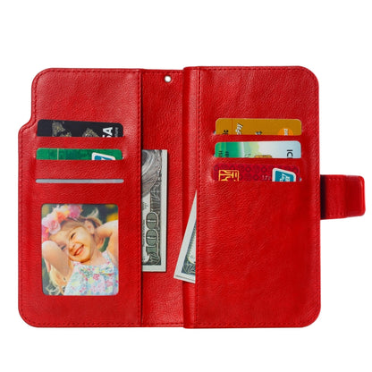 For iPhone 16 Pro Tri-Fold 9-Card Wallets Leather Phone Case(Red) - iPhone 16 Pro Cases by buy2fix | Online Shopping UK | buy2fix