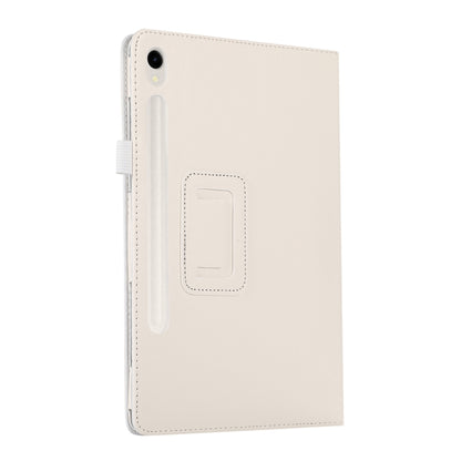 For Samsung Galaxy Tab S9 Litchi Texture Leather Tablet Case with Holder(White) - Other Galaxy Tab PC by buy2fix | Online Shopping UK | buy2fix