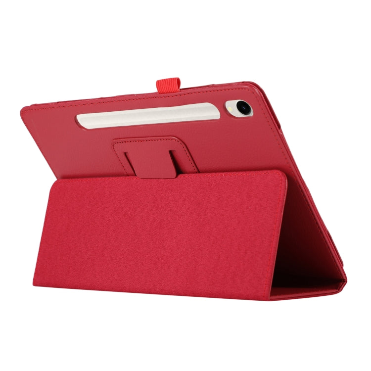 For Samsung Galaxy Tab S9+ Litchi Texture Leather Tablet Case with Holder(Red) - Other Galaxy Tab PC by buy2fix | Online Shopping UK | buy2fix