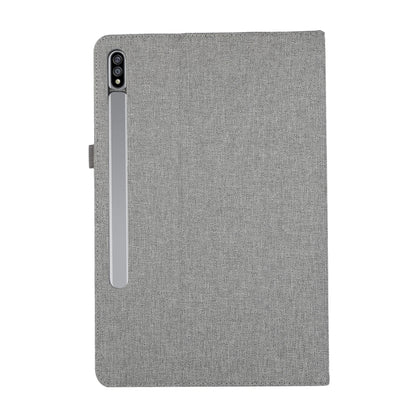 For Samsung Galaxy Tab S9 Ultra Horizontal Flip TPU + Fabric PU Leather Tablet Case(Grey) - Galaxy Tab S9 Ultra Cases by buy2fix | Online Shopping UK | buy2fix