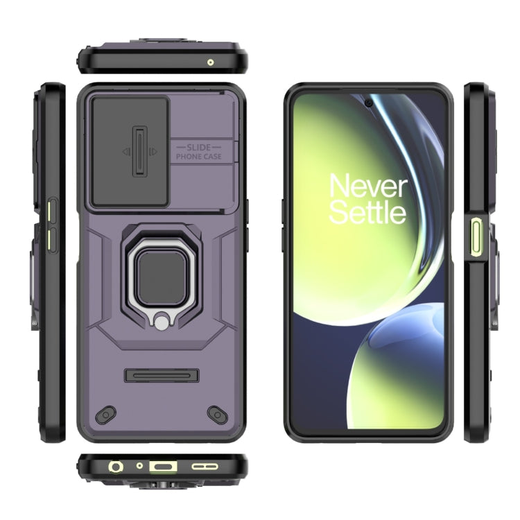For OnePlus Nord CE 3 Lite 5G Sliding Camshield TPU + PC Shockproof Phone Case with Holder(Purple) - OnePlus Cases by buy2fix | Online Shopping UK | buy2fix