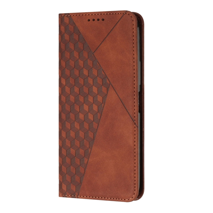 For Motorola Moto G Play 2024 Diamond Splicing Skin Feel Magnetic Leather Phone Case(Brown) - Motorola Cases by buy2fix | Online Shopping UK | buy2fix