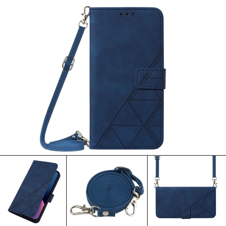 For Motorola Moto G Stylus 5G 2024 Crossbody 3D Embossed Flip Leather Phone Case(Blue) - Motorola Cases by buy2fix | Online Shopping UK | buy2fix