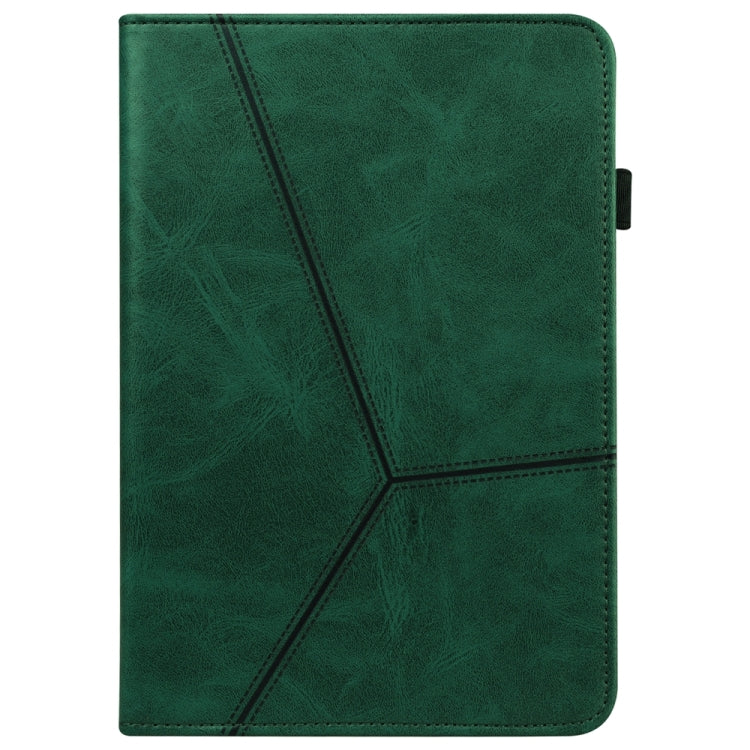 For Samsung Galaxy Tab S9+ / S9 FE+ Solid Color Stripe Embossed Leather Tablet Case(Green) - Galaxy Tab S9 FE+ by buy2fix | Online Shopping UK | buy2fix