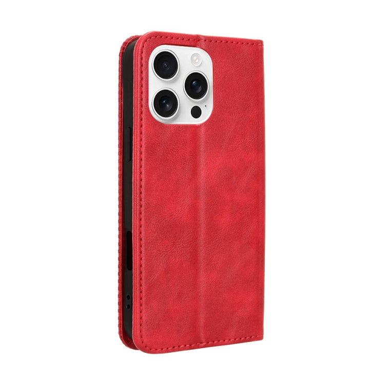 For iPhone 16 Pro Max Magnetic Buckle Retro Texture Leather Phone Case(Red) - iPhone 16 Pro Max Cases by buy2fix | Online Shopping UK | buy2fix